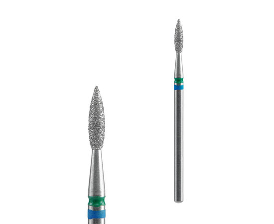 Зображення 2 Фреза алмазна Staleks Pro EXPERT DUO полум'я синьо-зелена, діаметр 2.1 мм / робоча частина 8 мм (FA11BG021/8)