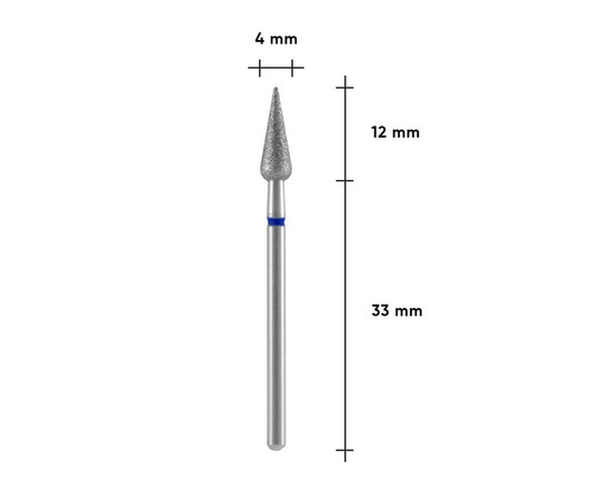Зображення 3 Фреза алмазна Staleks Pro EXPERT груша гостра синя, діаметр 4 мм / робоча частина 12 мм (FA100B040/12)