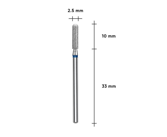 Зображення 3 Фреза алмазна Staleks Pro EXPERT циліндр закруглений синя, діаметр 2.5 мм / робоча частина 10 мм (FA30B025/10)