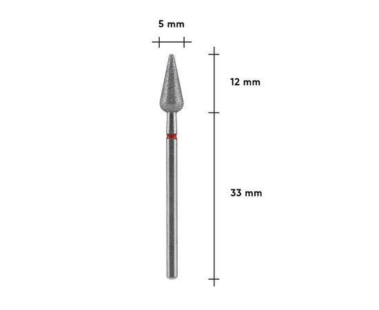 Зображення 3 Фреза алмазна Staleks Pro EXPERT груша гостра червона, діаметр 5 мм / робоча частина 12 мм (FA100R050/12)