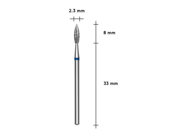 Зображення 3 Фреза алмазна Staleks Pro EXPERT полум'я гостре синя, діаметр 2.3 мм / робоча частина 8 мм (FA11B023/8)
