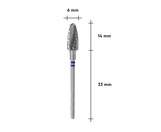 Зображення 3 Фреза твердосплавна для шульги Staleks Pro EXPERT кукурудза синя, діаметр 6 мм / робоча частина 14 мм (FT91B060/14)