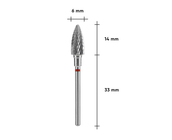 Изображение 3 Фреза твердосплавная Staleks Pro EXPERT шишка красная, диаметр 6 мм/рабочая часть 14 мм (FT110R060/14)