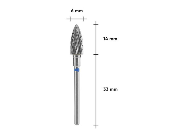 Зображення 3 Фреза твердосплавна Staleks Pro EXPERT шишка синя, діаметр 6 мм / робоча частина 14 мм (FT110B060/14)