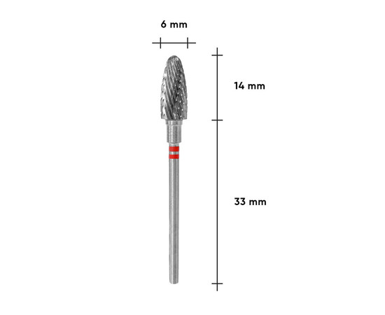 Зображення 3 Фреза твердосплавна для шульги Staleks Pro EXPERT кукурудза червона, діаметр 6 мм / робоча частина 14 мм (FT91R060/14)