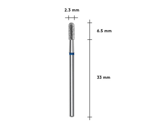 Зображення 3 Фреза алмазна Staleks Pro EXPERT циліндр закруглений синя, діаметр 2.3 мм / робоча частина 6.5 мм (FA30B023/6.5)