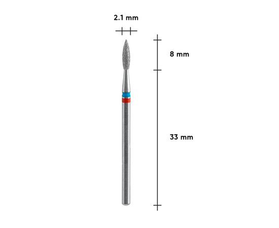 Зображення 3 Фреза алмазна Staleks Pro EXPERT DUO полум'я червоно-синя, діаметр 2.1 мм / робоча частина 8 мм (FA11RB021/8)