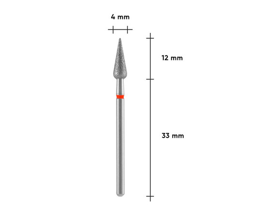 Зображення 3 Фреза алмазна Staleks Pro EXPERT груша гостра червона, діаметр 4 мм / робоча частина 12 мм (FA100R040/12)
