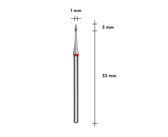 Зображення 3 Фреза алмазна Staleks Pro EXPERT полум'я mini червона, діаметр 1 мм / робоча частина 3 мм (FA12R010/3)