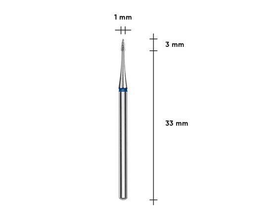 Зображення 3 Фреза алмазна Staleks Pro EXPERT полум'я mini синя, діаметр 1 мм / робоча частина 3 мм (FA12B010/3)
