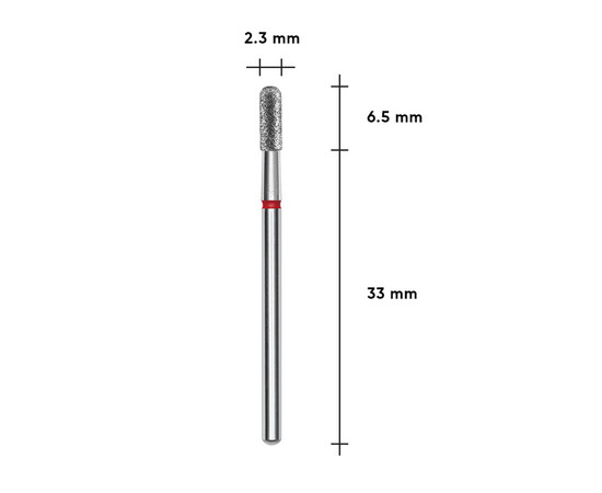 Изображение 3 Фреза алмазная Staleks Pro EXPERT цилиндр закругленный красная, диаметр 2.3 мм/рабочая часть 6.5 мм (FA30R023/6.5)