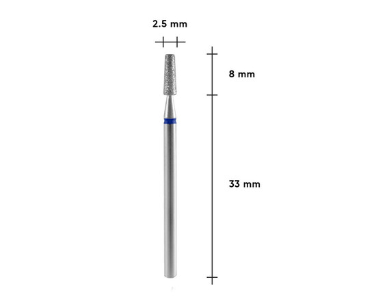 Зображення 3 Фреза алмазна Staleks Pro EXPERT усічений конус синя, діаметр 2.5 мм / робоча частина 8 мм (FA70B025/8)