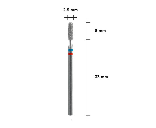 Зображення 3 Фреза алмазна Staleks Pro EXPERT DUO конус червоно-синя, діаметр 2.5 мм / робоча частина 8 мм (FA70RB025/8)