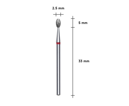 Зображення 3 Фреза алмазна Staleks Pro EXPERT олива червона, діаметр 2.5 мм / робоча частина 5 мм (FA130R025/5)