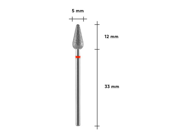 Зображення 3 Фреза алмазна Staleks Pro EXPERT груша закруглена червона, діаметр 5 мм / робоча частина 12 мм (FA101R050/12)