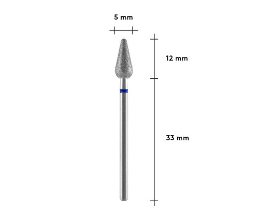 Зображення 3 Фреза алмазна Staleks Pro EXPERT груша закруглена синя, діаметр 5 мм / робоча частина 12 мм (FA101B050/12)