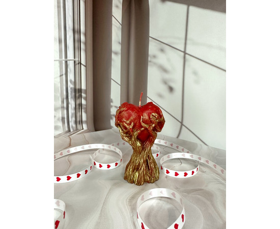 Зображення 2 Свічка із бджолиного воску "Дерево Кохання", 11 см