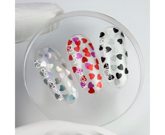 Зображення 3 Nails of the Day Kupidon top 04 – топ з голографічними сердечками, 10 мл, Об'єм (мл, г): 10, Колір: 04