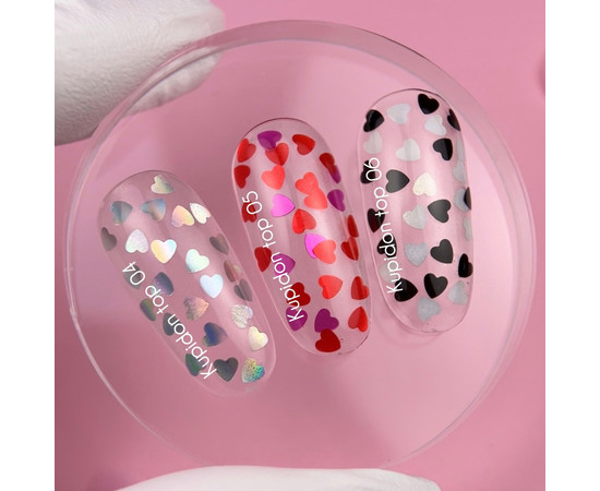 Зображення 4 Nails of the Day Kupidon top 05 – топ з насичено червоними та малиновими сердечками, 10 мл, Об'єм (мл, г): 10, Колір: 05
