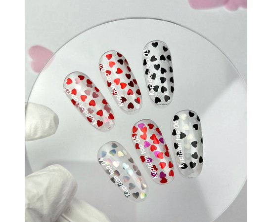 Зображення 5 Nails of the Day Kupidon top 05 – топ з насичено червоними та малиновими сердечками, 10 мл, Об'єм (мл, г): 10, Колір: 05