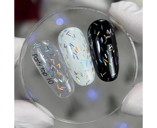 Зображення 2 Nails of the Day Party top 10 – топ з голографічними палочками, 10 мл, Об'єм (мл, г): 10, Колір: 10