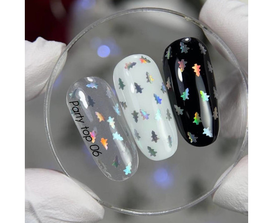 Зображення 2 Nails of the Day Party top 06 – топ з голографічними ялинками, 10 мл, Об'єм (мл, г): 10, Колір: 06
