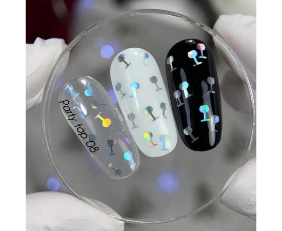 Изображение 2 Nails of the Day Party top 08 – топ с голографическими бокалами, 10 мл, Объем (мл, г): 10, Цвет: 08