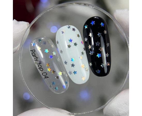 Изображение 2 Nails of the Day Party top 04 – топ с голографическими звездочками, 10 мл, Объем (мл, г): 10, Цвет: 04