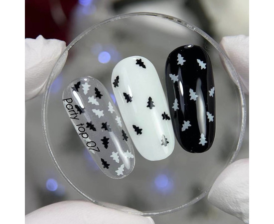 Изображение 2 Nails of the Day Party top 07 – топ с черно-белыми елками в одном флаконе, 10 мл, Объем (мл, г): 10, Цвет: 07