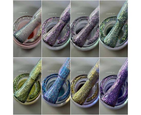 Изображение 2 Жидкий гель для наращивания ногтей Saga Professional Liquid Gel №42 (бледный золотистый с блестками), 15 мл, Объем (мл, г): 15, Цвет: 42