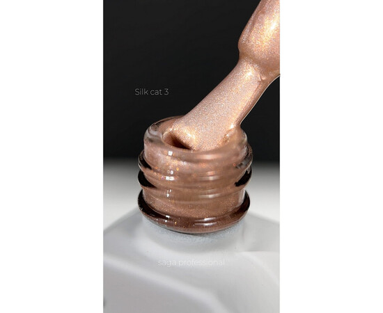 Изображение 2 Гель-лак Saga Silk Cat №03 (персиковый перламутровый), 10 мл, Объем (мл, г): 10, Цвет: 03