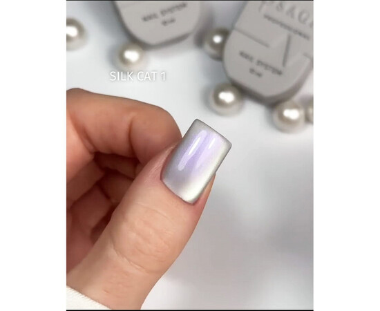 Зображення 5 Гель-лак Saga Silk Cat №01 (бузковий перламутровий), 10 мл, Об'єм (мл, г): 10, Колір: 01