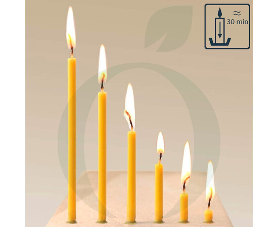 Зображення 6 Свічка церковна із бджолиного воску №140 діаметр 5 мм, 16 см, 50шт, Кількість в упаковці (шт): 50