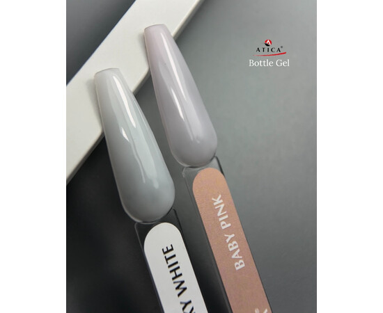 Изображение 2 Укрепляющий жидкий гель Atica Bottle Gel Milk-White (soak off), 15 мл, Объем (мл, г): 15, Цвет: Milk White