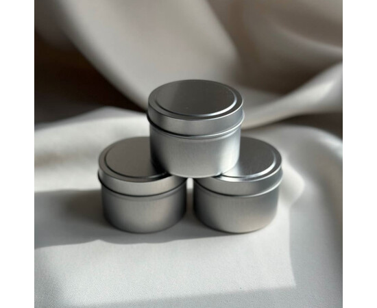 Зображення 2 Баночка металева срібляста з кришкою, 120 мл