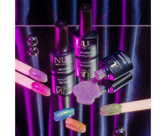 Зображення 3 Світловідбивний гель-лак із шиммером NUB Night Light №013 Milky Way бузково-фіолетовий, 8 мл, Об'єм (мл, г): 8, Колір: 013