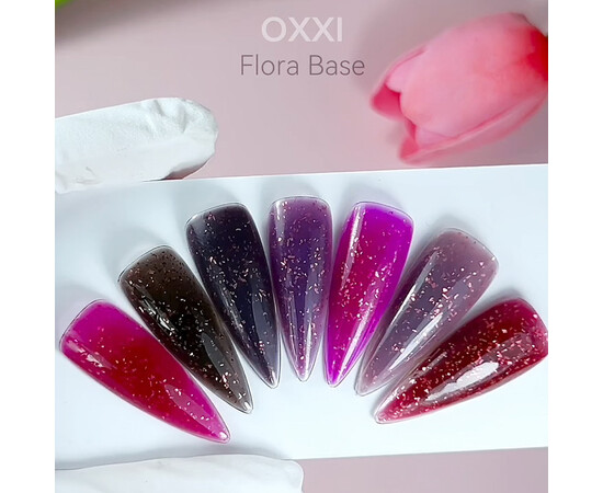 Изображение 3 Камуфлирующая база с поталью Oxxi Professional Flora Base №005, 10 мл, Объем (мл, г): 10, Цвет: 005