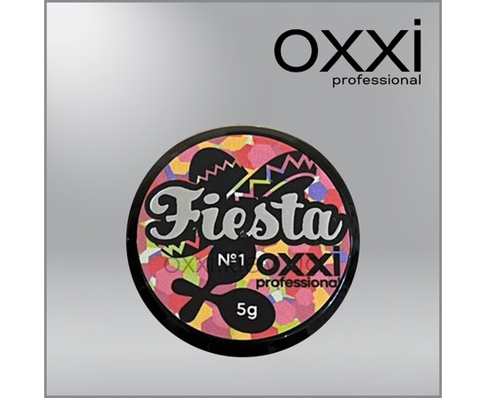 Изображение 2 Глиттерный гель для декора ногтей Oxxi Professional Fiesta Glitter Gel №01, 5 г, Объем (мл, г): 5, Цвет: 01