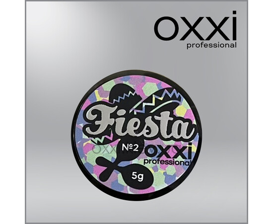 Изображение 2 Глиттерный гель для декора ногтей Oxxi Professional Fiesta Glitter Gel №02, 5 г, Объем (мл, г): 5, Цвет: 02