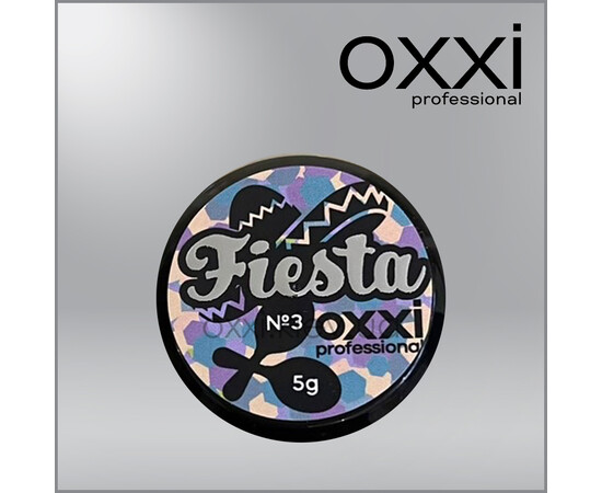 Изображение 2 Глиттерный гель для декора ногтей Oxxi Professional Fiesta Glitter Gel №03, 5 г, Объем (мл, г): 5, Цвет: 03