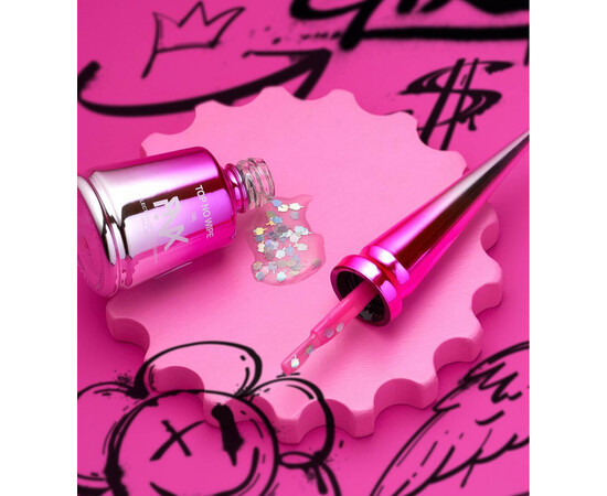 Зображення 3 Toп глянцевий з блискітками Pinx Top Hardcore 001 прозорий, 8 мл, Об'єм (мл, г): 8, Колір: 001