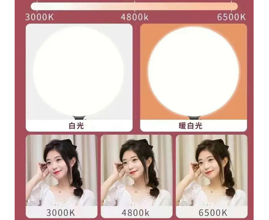 Зображення 3 Кругла LED-лампа FC666 - 42см. (кільцева) для освітлення, фото та відео зйомки, на штативі 210см.+пульт, 110 Вт.  