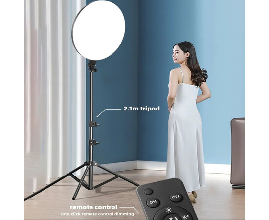 Зображення 8 Кругла LED-лампа FC666 - 42см. (кільцева) для освітлення, фото та відео зйомки, на штативі 210см.+пульт, 110 Вт.  