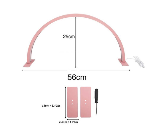 Зображення 2 Безтіньова LED лампа-півмісяць HQ-55х (56 см) настільна на 60 Вт, для освітлення Рожевий