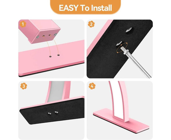 Зображення 3 Безтіньова LED лампа-півмісяць HQ-55х (56 см) настільна на 60 Вт, для освітлення Рожевий