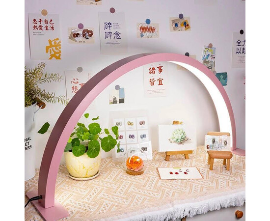 Зображення 5 Безтіньова LED лампа-півмісяць HQ-55х (56 см) настільна на 60 Вт, для освітлення Рожевий