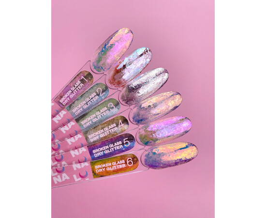 Зображення 2 Комплект блискіток для декору нігтів LUNAMoon Broken Glass, 6 шт