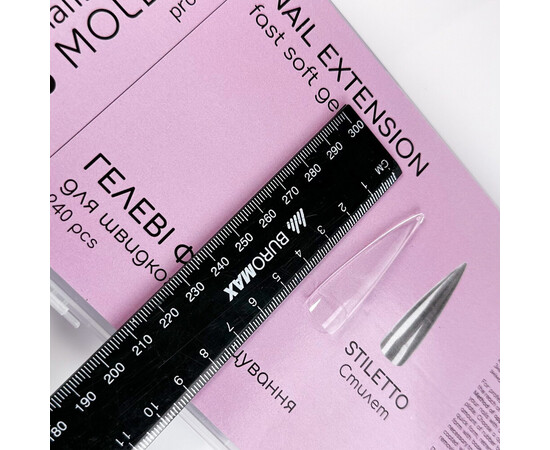 Зображення 2 Форми-тіпси гелеві для нарощування нігтів Nails Molekula Стилет, 240 шт
