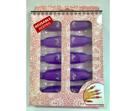 Зображення 3 Набір багаторазових пластикових ковпачків - кліпс для зняття гель лаку, 10шт./уп. Фіолетовий