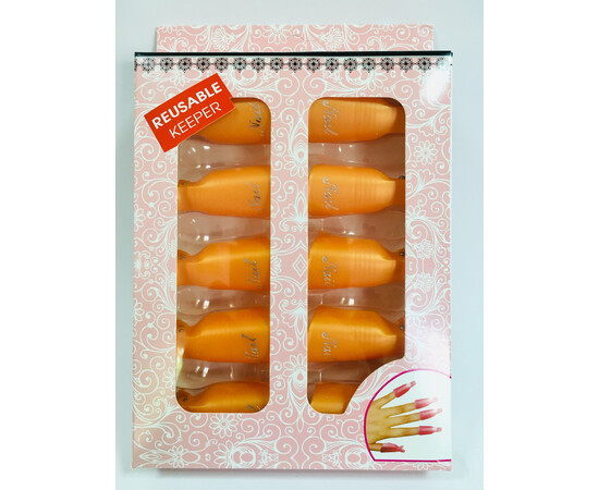 Зображення 3 Набір багаторазових пластикових ковпачків - кліпс для зняття гель лаку, 10шт./уп. Помаранчевий